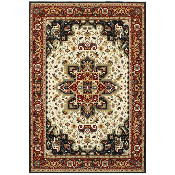 Kashan 96w Red/Ivory Area Rug