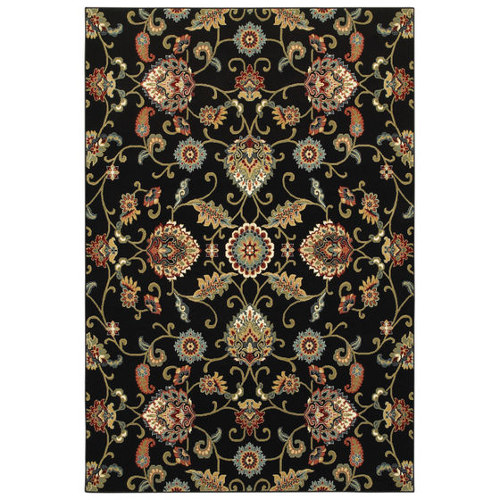 Kashan 9946k Black/Multi Area Rug