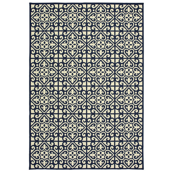 Marina 5927b Ivory/Navy Area Rug