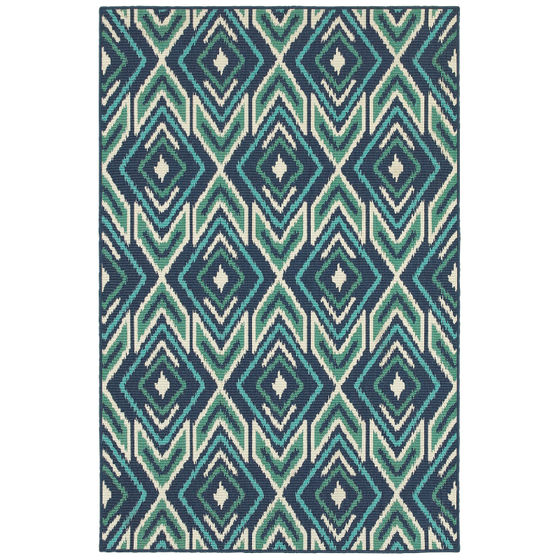 Meridian 2209b Navy/Green Area Rug